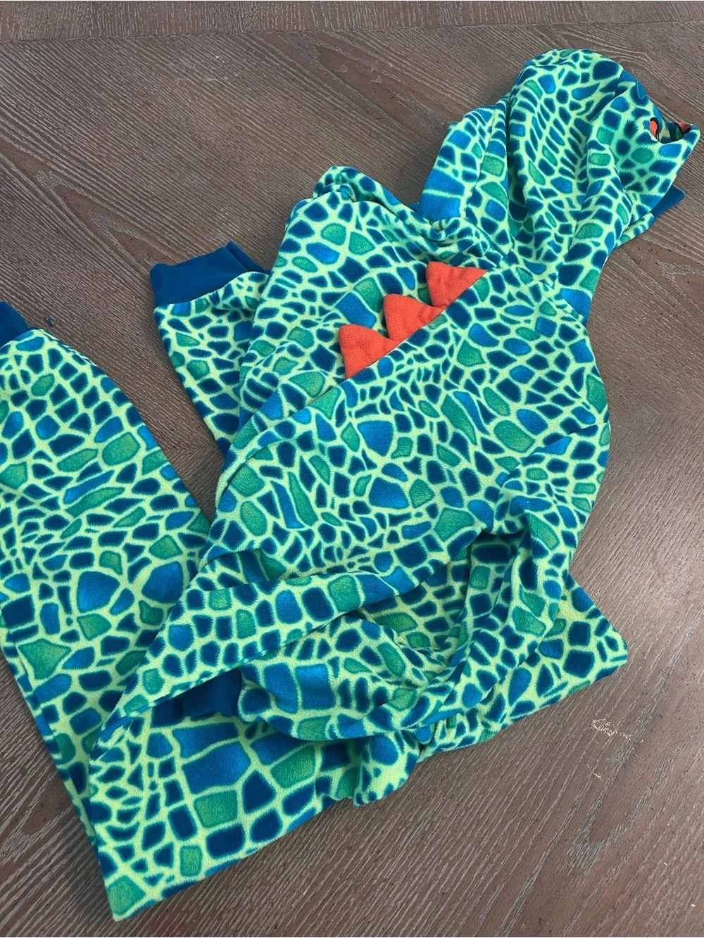 Kids' Green Dinosaur Fleece Pajamas Hooded One-Piece